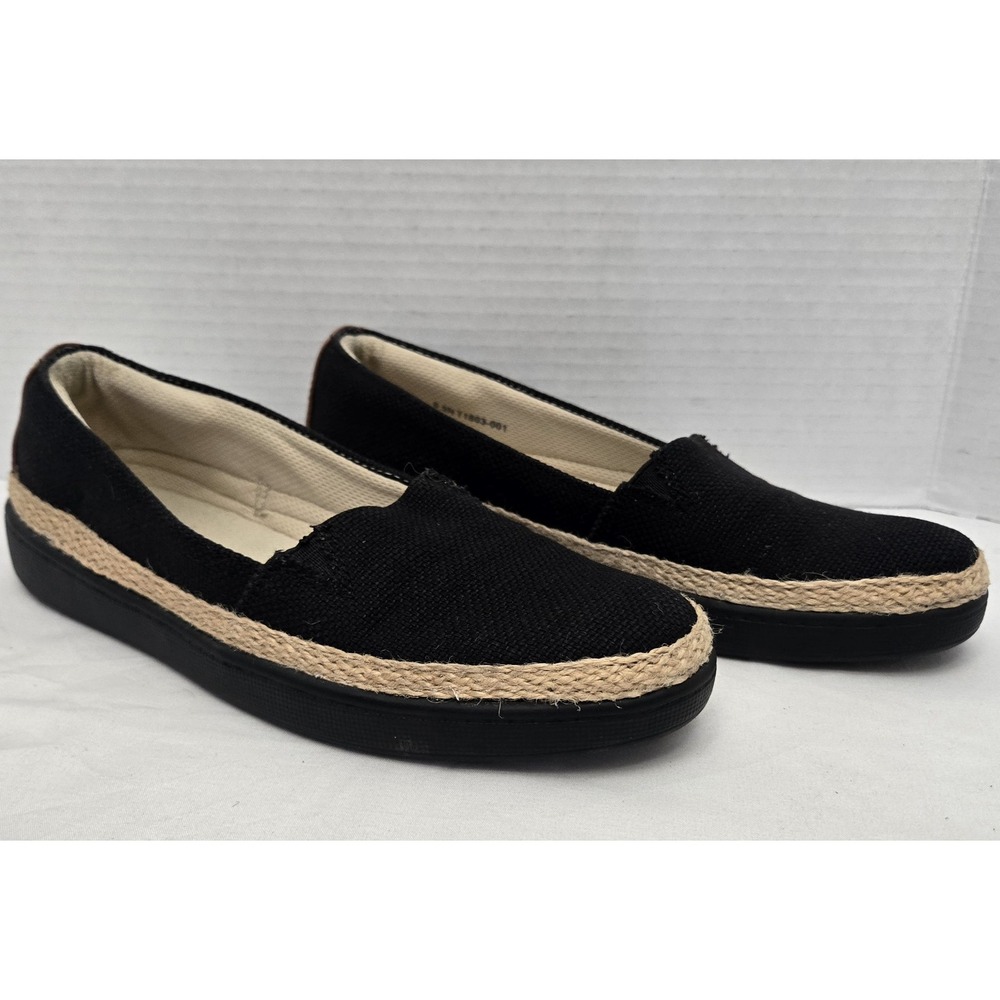 Trotters Accent Black Canvas Slip-On Espadrille Flats Women's Size 6.5 Narrow